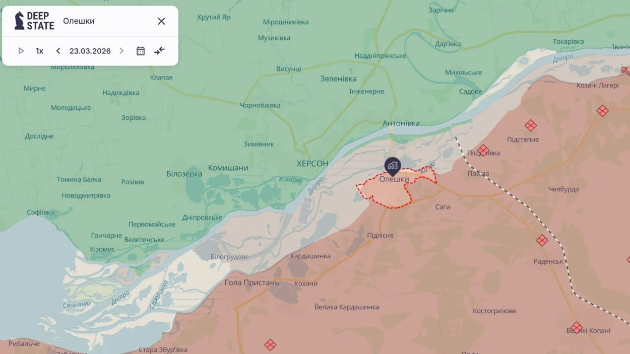 Олешки на карті DeepStateMAP