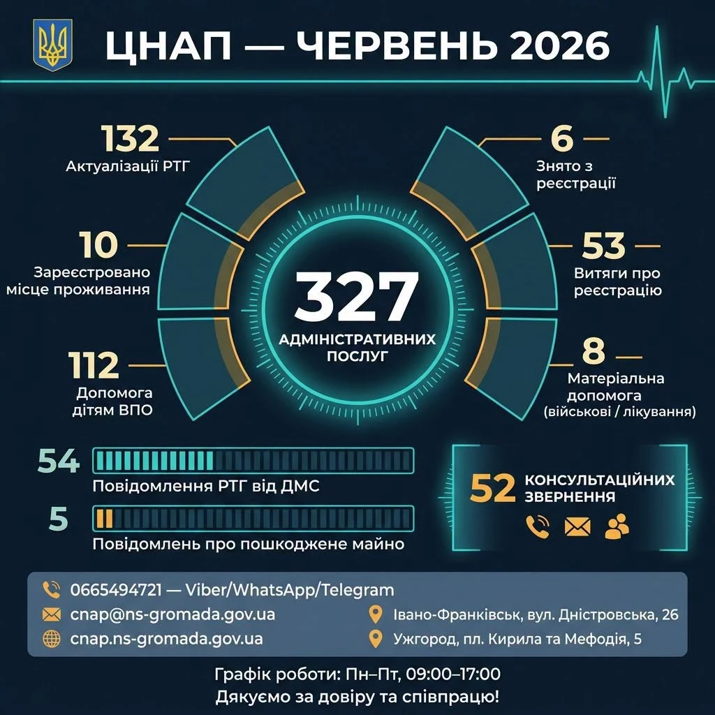 ЦНАП Нижньосірогозької громади у червні надав 327 адміністративних послуг