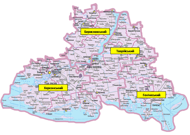 Карта госпітальних округів Херсонщини