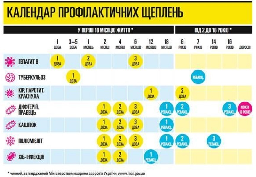 Календар профілактичних щеплень