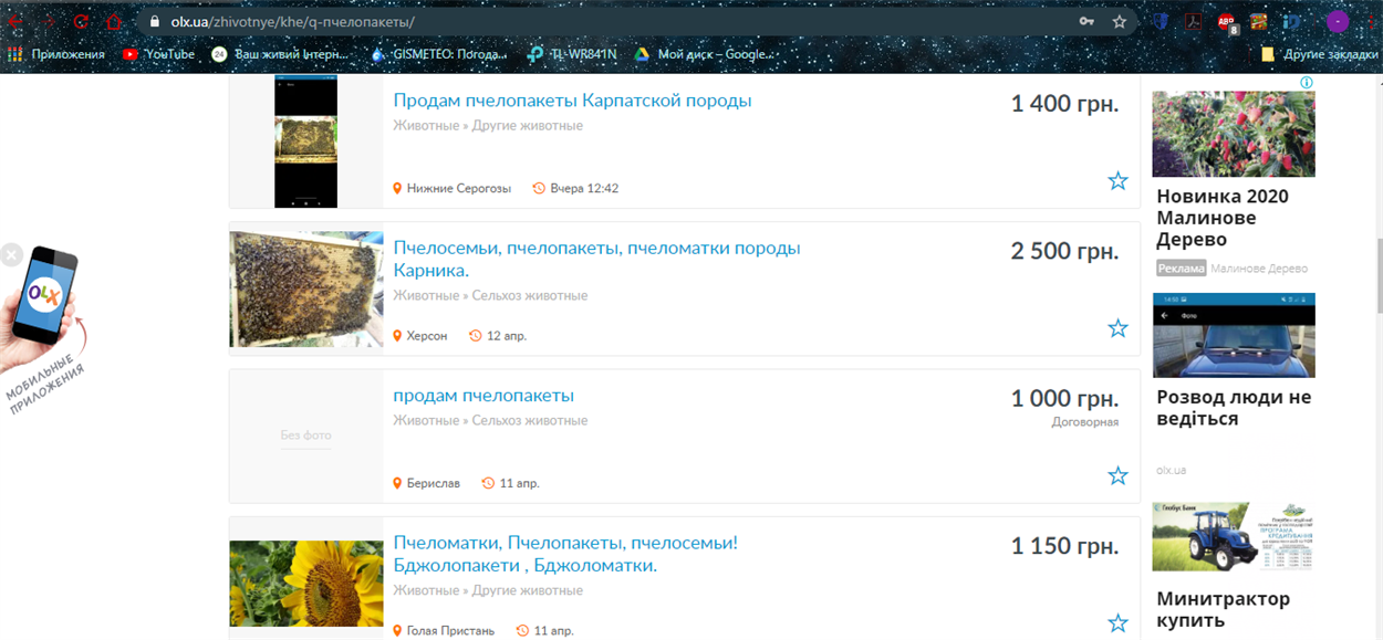 Скрін з сайту olx.ua