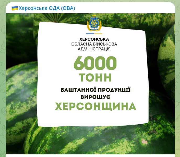 Скріншот з Телеграм-каналу Херсонської ОВА