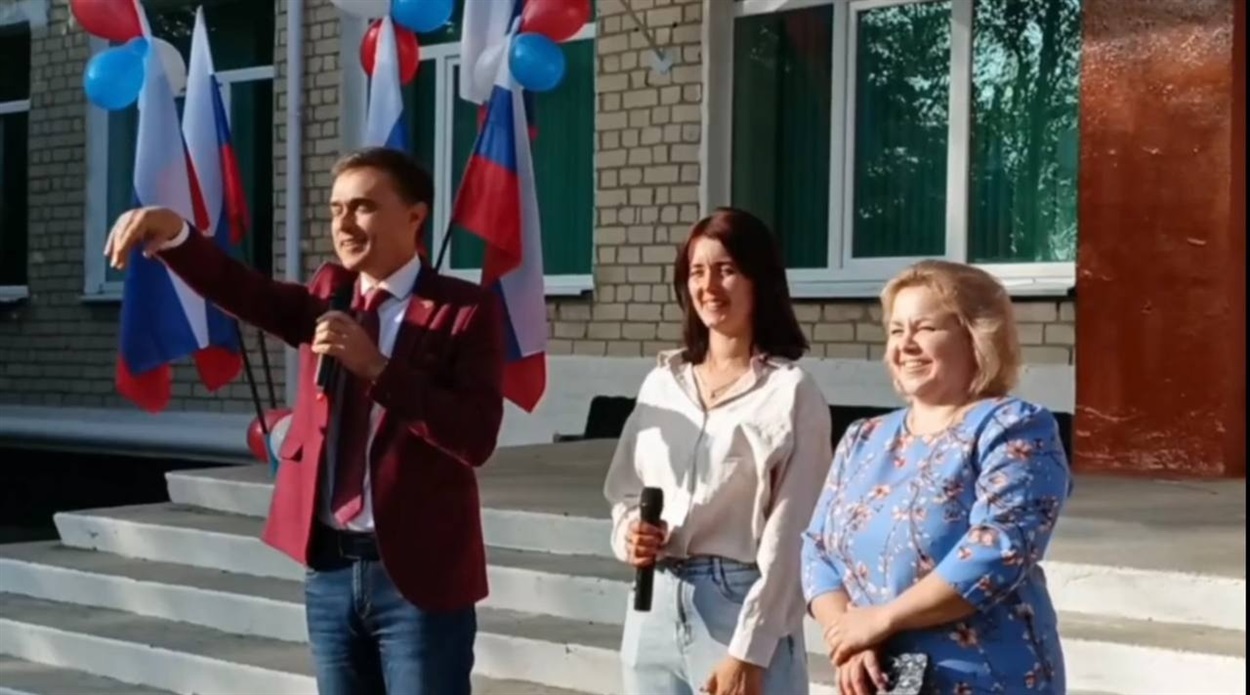Скріншот t.me/VGA_Kakhovka. Відкриття окупантами школи в c. Архангельська Слобода Зеленопідської громади, 03.10.2023 