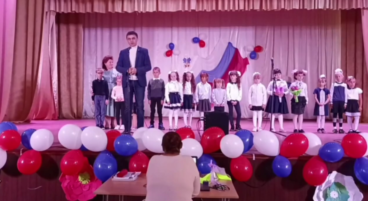 Скріншот t.me/VGA_Kakhovka. Відкриття окупантами школи в c. Зелений Під Зеленопідської громади, 09.10.2023 