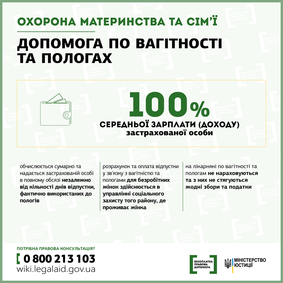 Відпустка у зв'язку з вагітністю та пологами. Інфографіка minjust.gov.ua