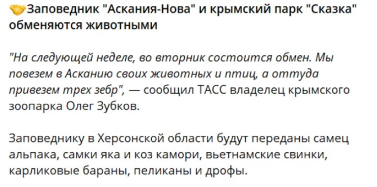 Скриншот повідомлення окупаційного медіа 