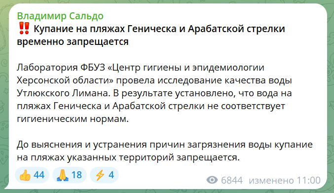 Скриншот: t.me/SALDO_VGA