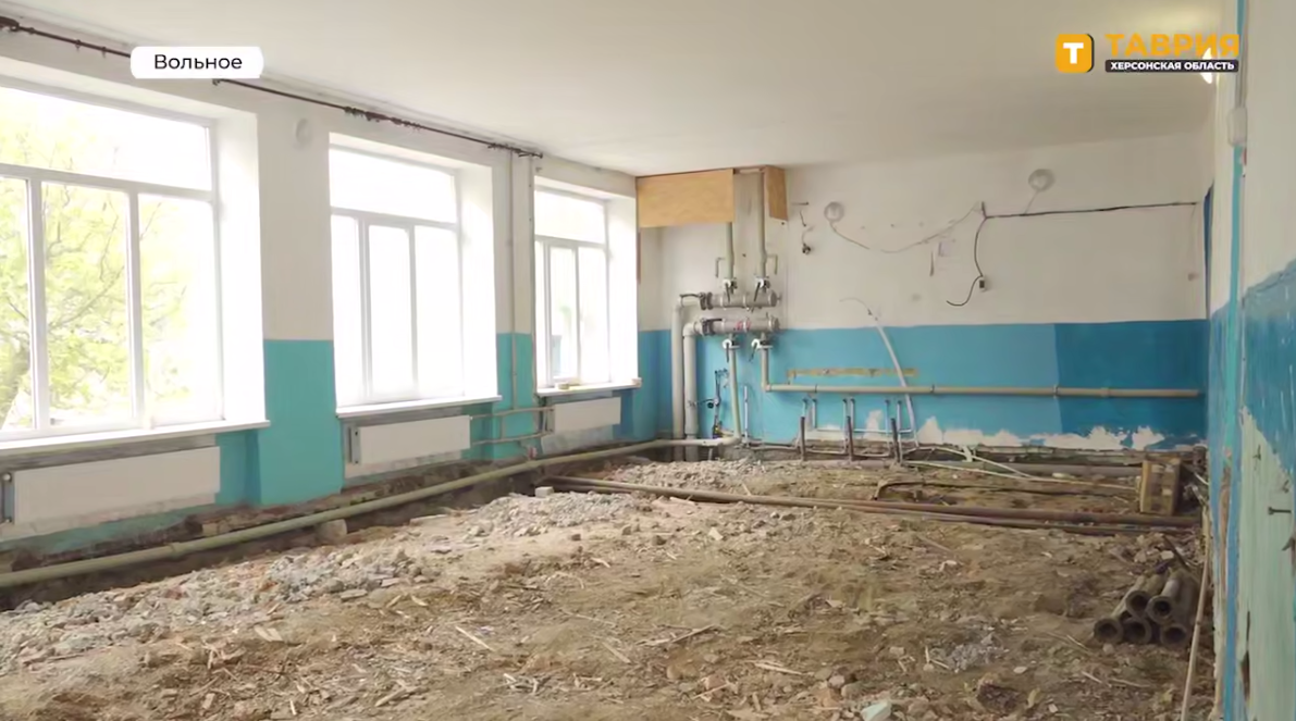 Ремонт однієї з наймолодших шкіл Сірогозщини — гарний спосіб відмивання бюджетних коштів. Скриншот окупайного Телеграм-каналу від 05.06.2025