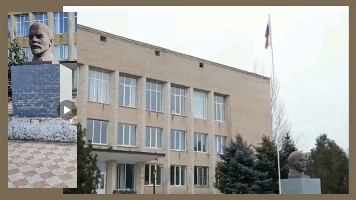 Бюст Леніна, встановлений росіянами на місці зруйнованої стели. Фото з окупаційних джерел