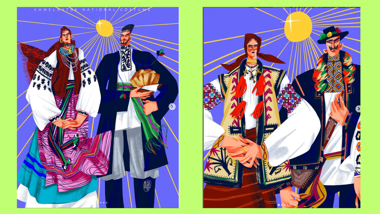 Роботи Ольги Родзік з серії “Український національний костюм”. Фото: Інстаграм Ольги Родзік