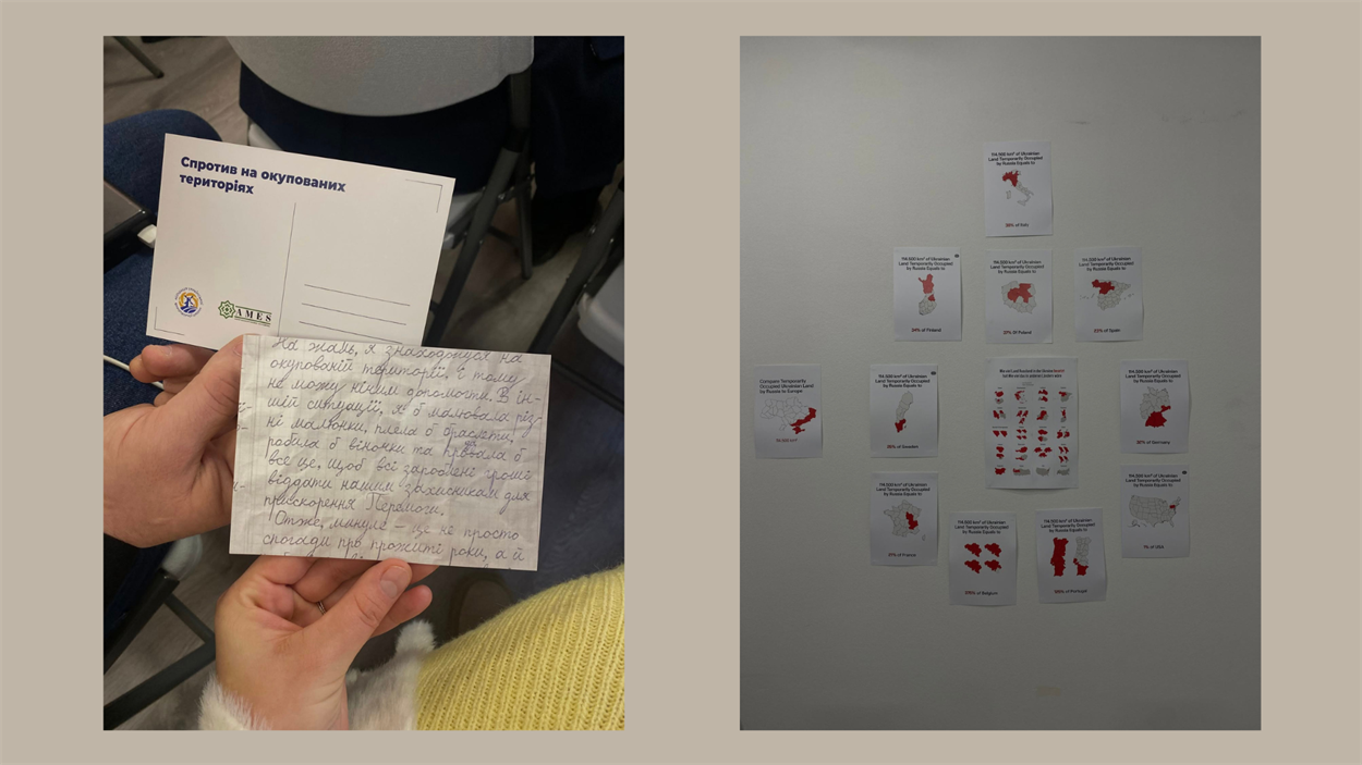 Елементи виставки “Спротив на окупованих територіях” у Культурному Хабі “Південь”. Фото: ГорностаївкаInfo 