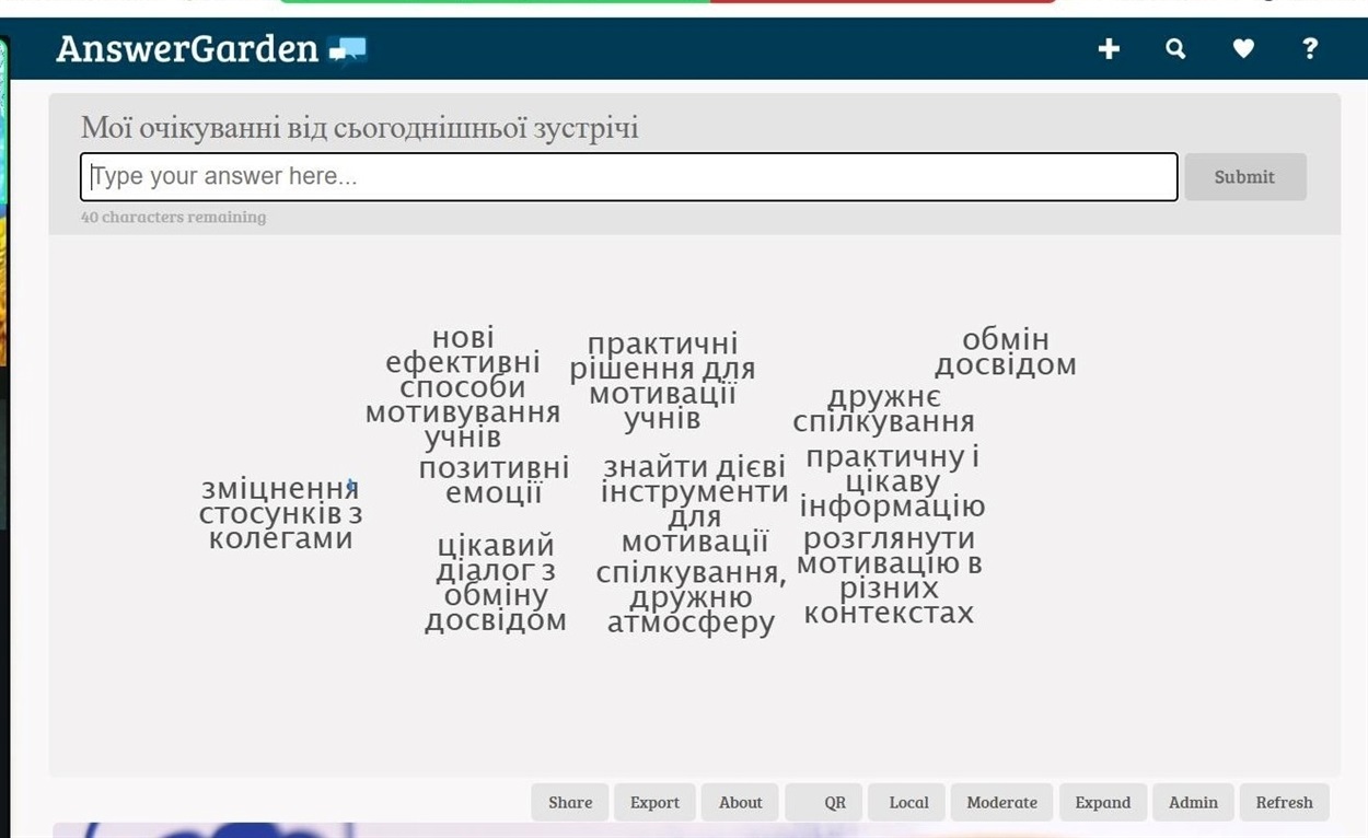 Скриншот ZOOM-воркшопу: “Мотивація підлітків у сучасній школі: виклики та педагогічні рішення” 
