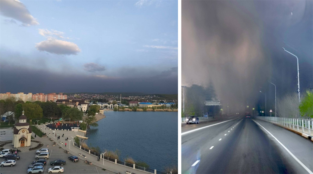 Смог від гігантської пожежі в Туапсе вже досяг Сочі, Армавіра та Ставрополя. Квітень 2026 / Російські соцмережі 