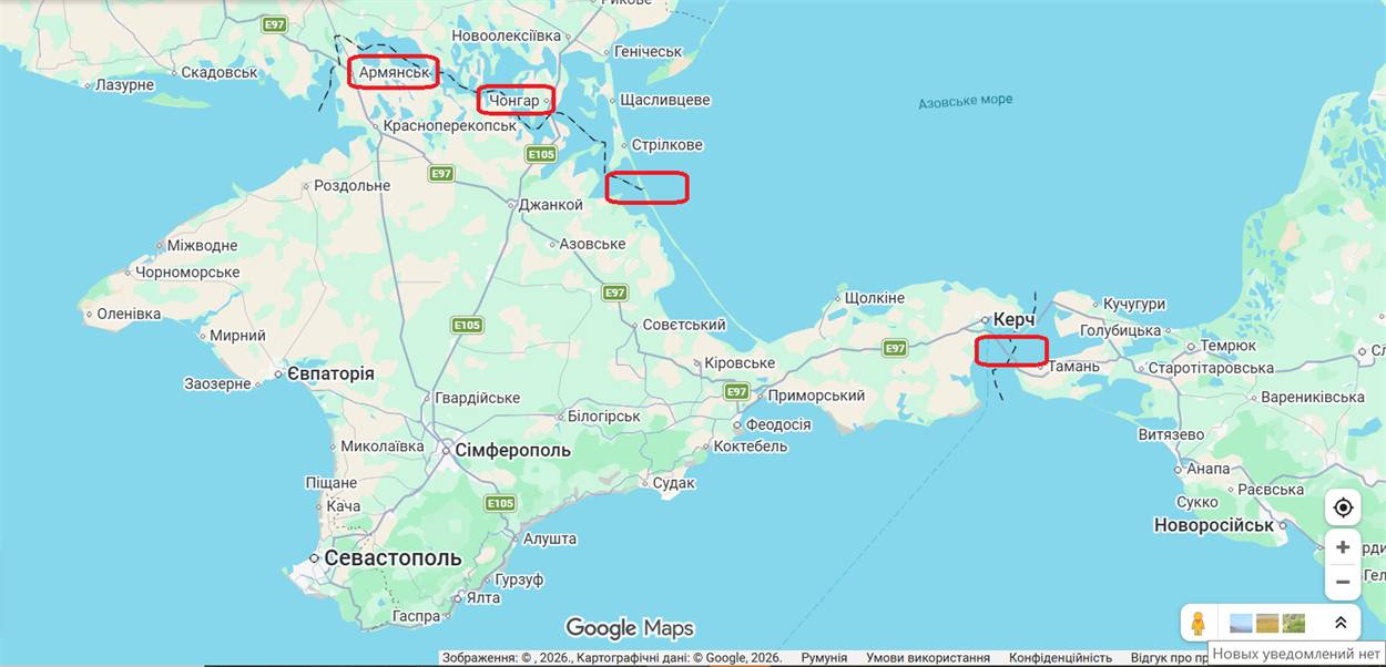 Півострів Крим на карті. Скриншот / google.com/maps